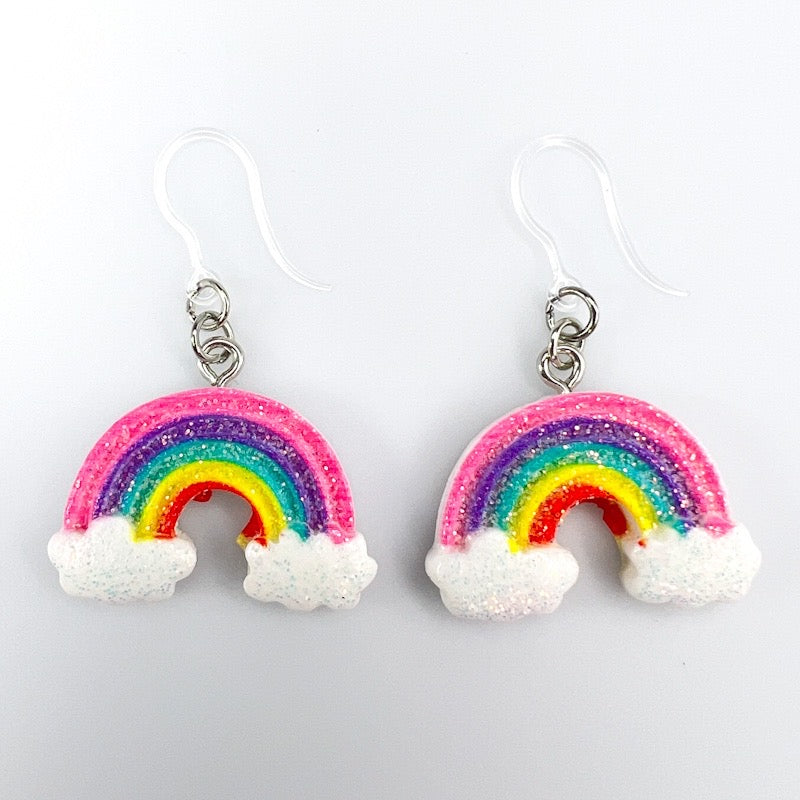 Chunky Rainbow Cloud Earrings (Dangles)
