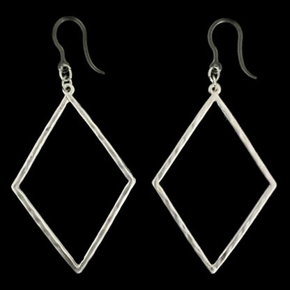 Hammered Minimalist Earrings (Dangles) - silver - diamond