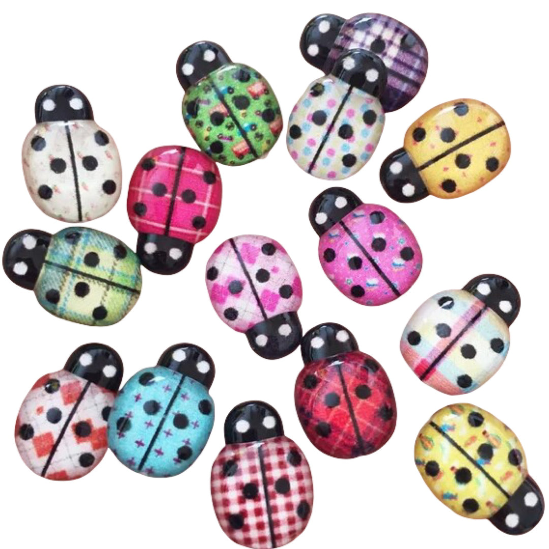 Patterned Glassy Ladybug Earrings (Studs) - various styles