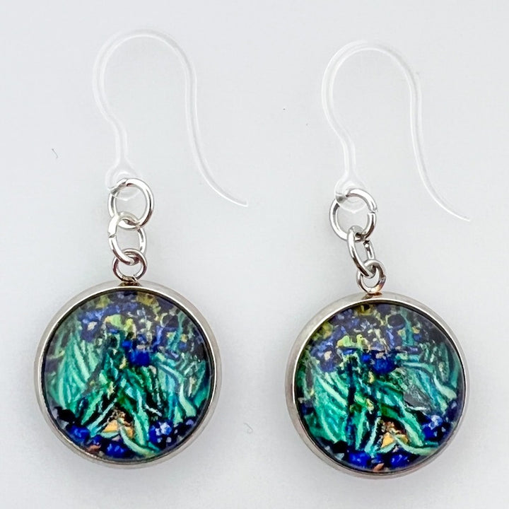 Glass Van Gogh Irises Earrings (Dangles)