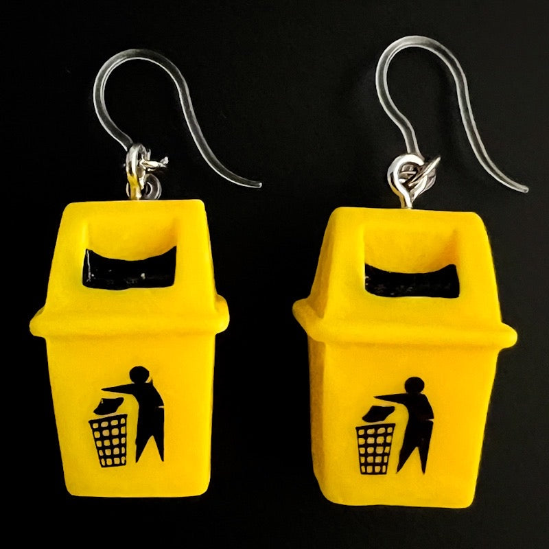 Exaggerated Trash Can Earrings (Dangles)