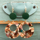 Wooden Celluloid Drop Earrings (Dangles) - medium green