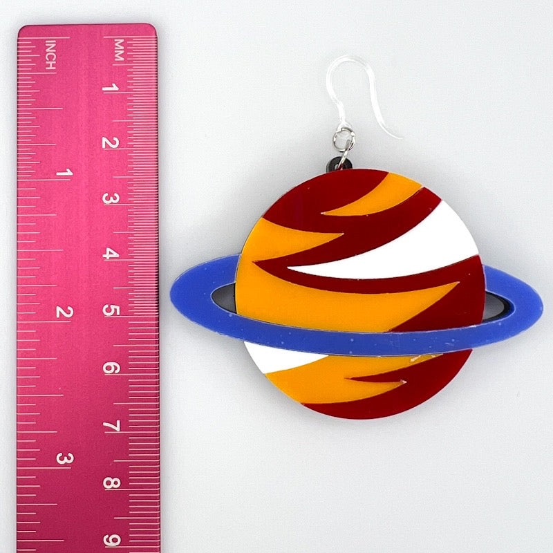 Exaggerated Saturn Earrings (Dangles) - size