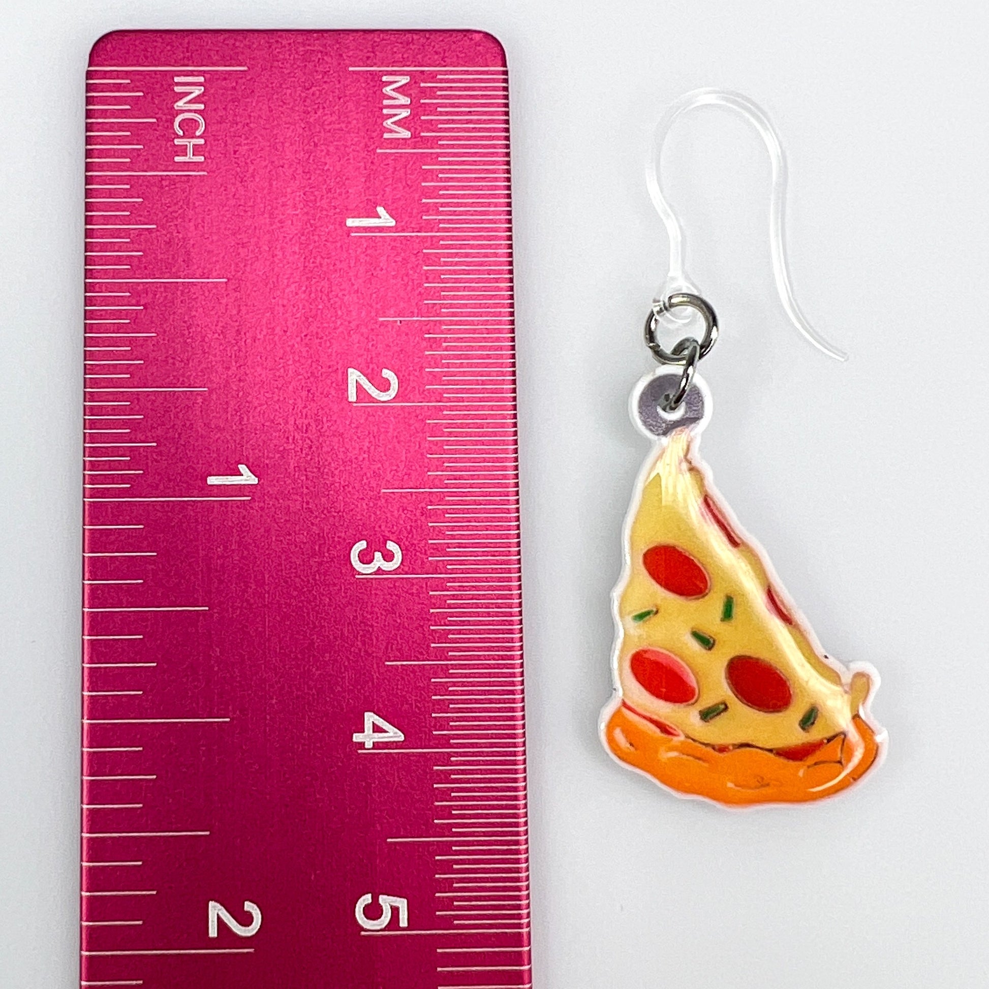 Exaggerated Junk Food Earrings (Dangles) - pizza - size