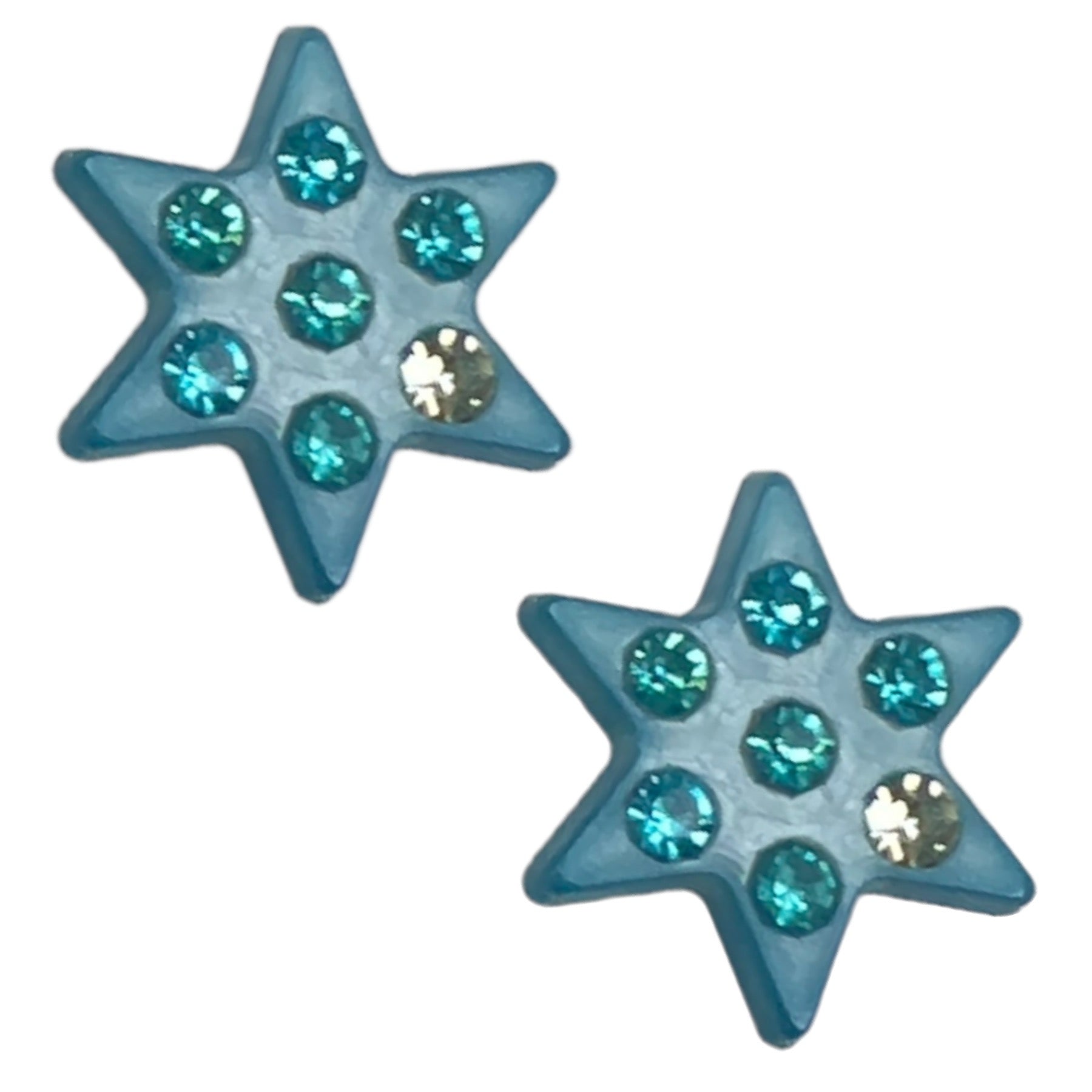 Jeweled Star Earrings (Studs) - blue