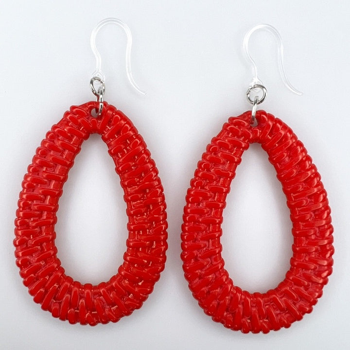 Beachy Teardrop Earrings (Dangles) - bright red