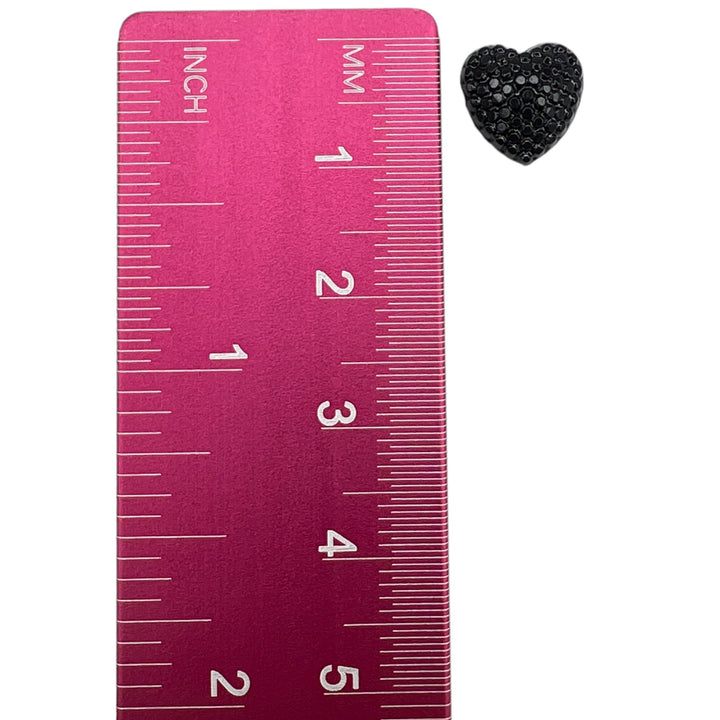 Bubble Heart Earrings (Studs) - black 10mm size