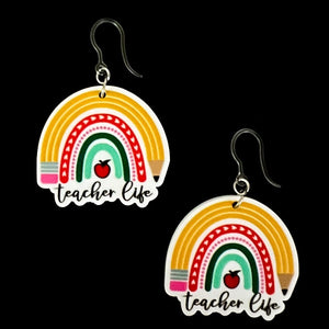 Teacher Life Rainbow Earrings (Dangles)