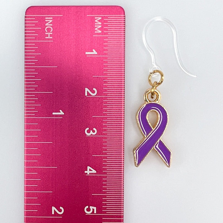 Alzheimer's Awareness Ribbon Earrings (Dangles) - size