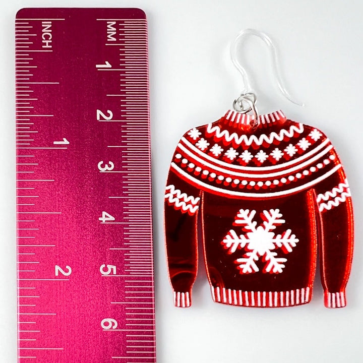 Exaggerated Christmas Sweater Earrings (Dangles) - size