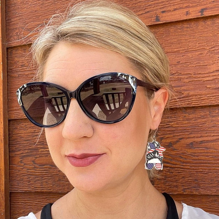 American Messy Bun Dangles Hypoallergenic Earrings for Sensitive Ears Made with Plastic Posts