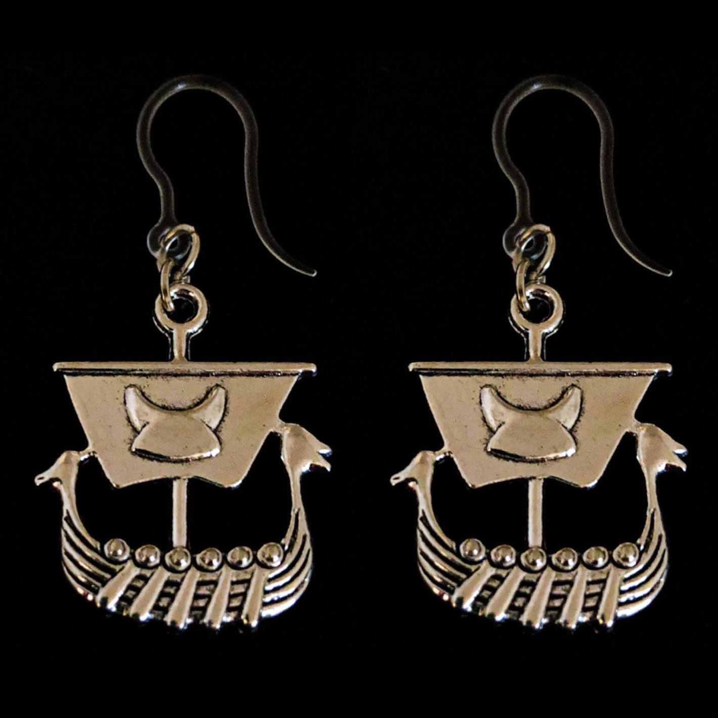 Viking Ship Dangles Hypoallergenic Earrings for Sensitive Ears Made with Plastic Posts