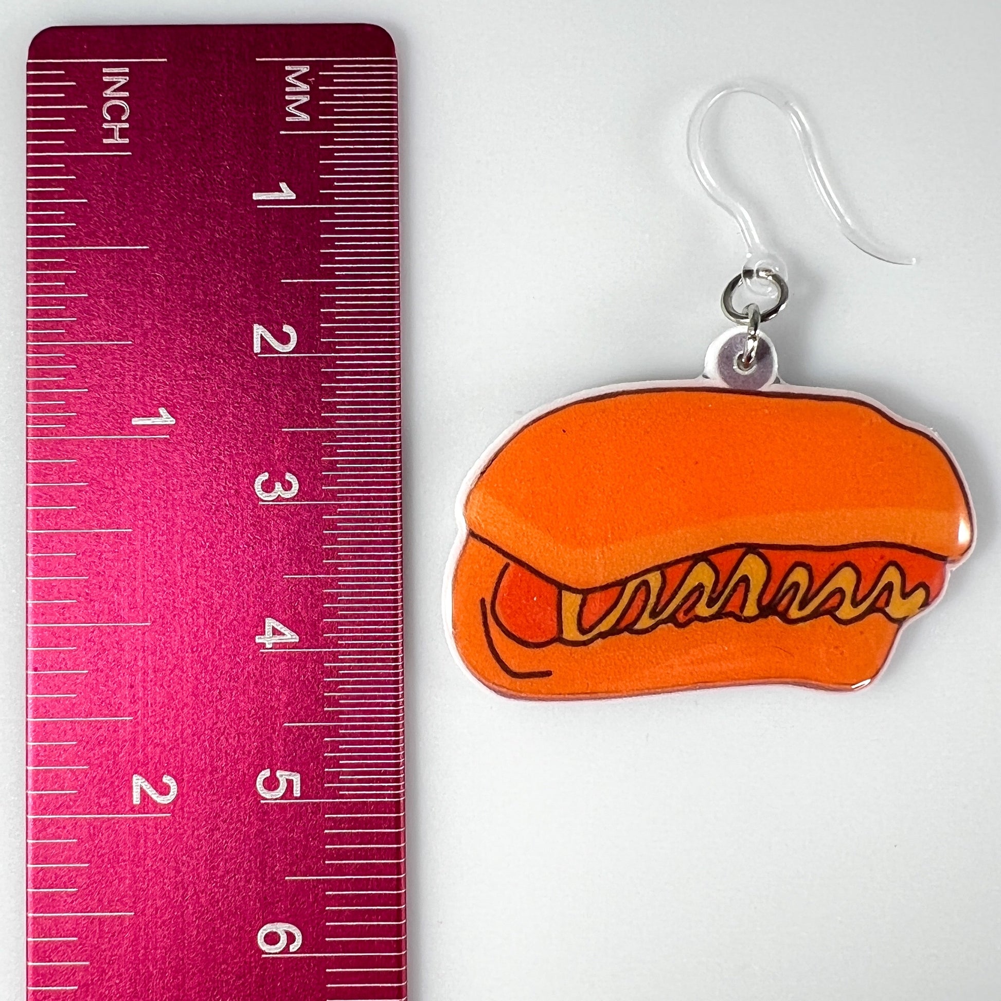 Exaggerated Junk Food Earrings (Dangles) - hot dog - size