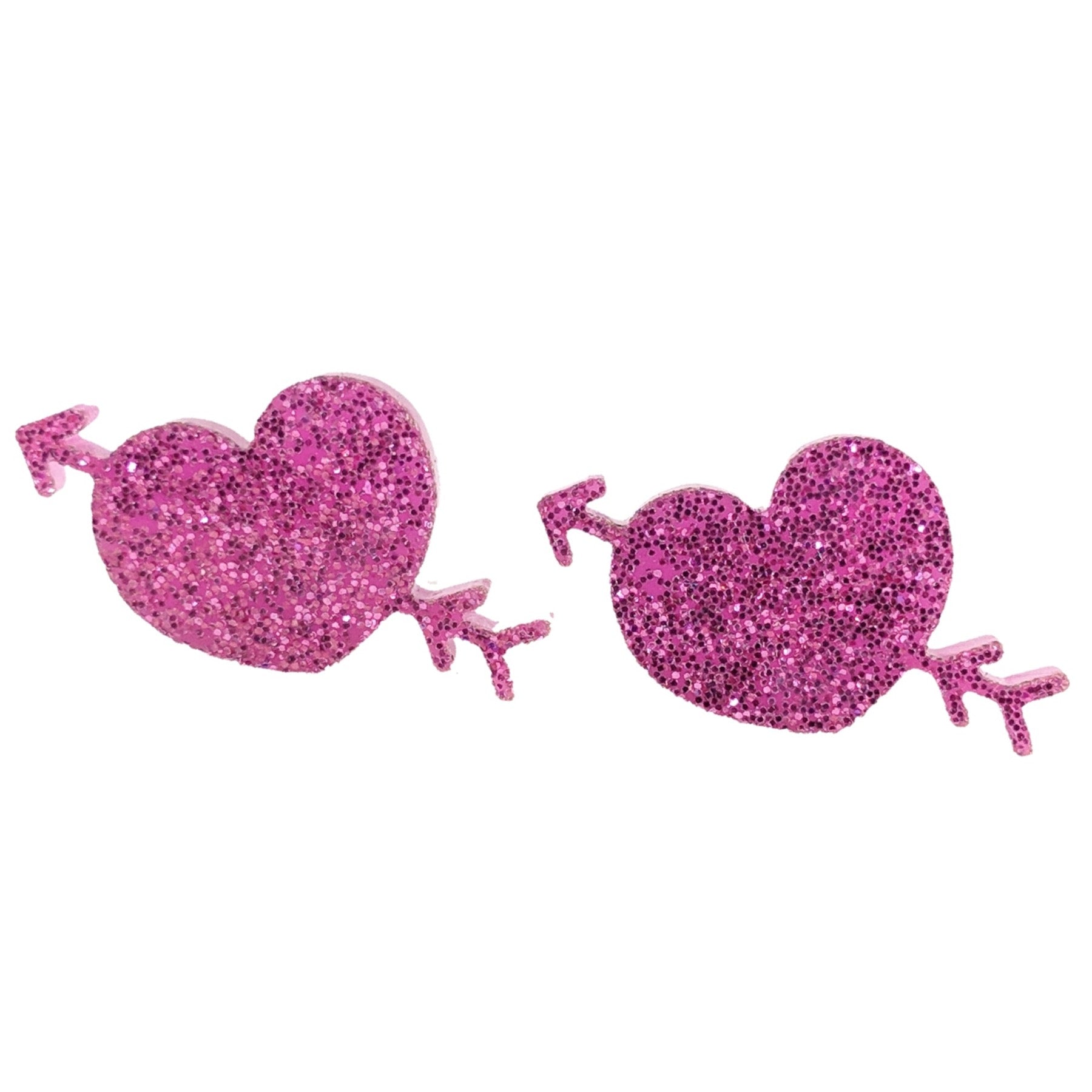 Arrow Heart Earrings (Studs) - pink
