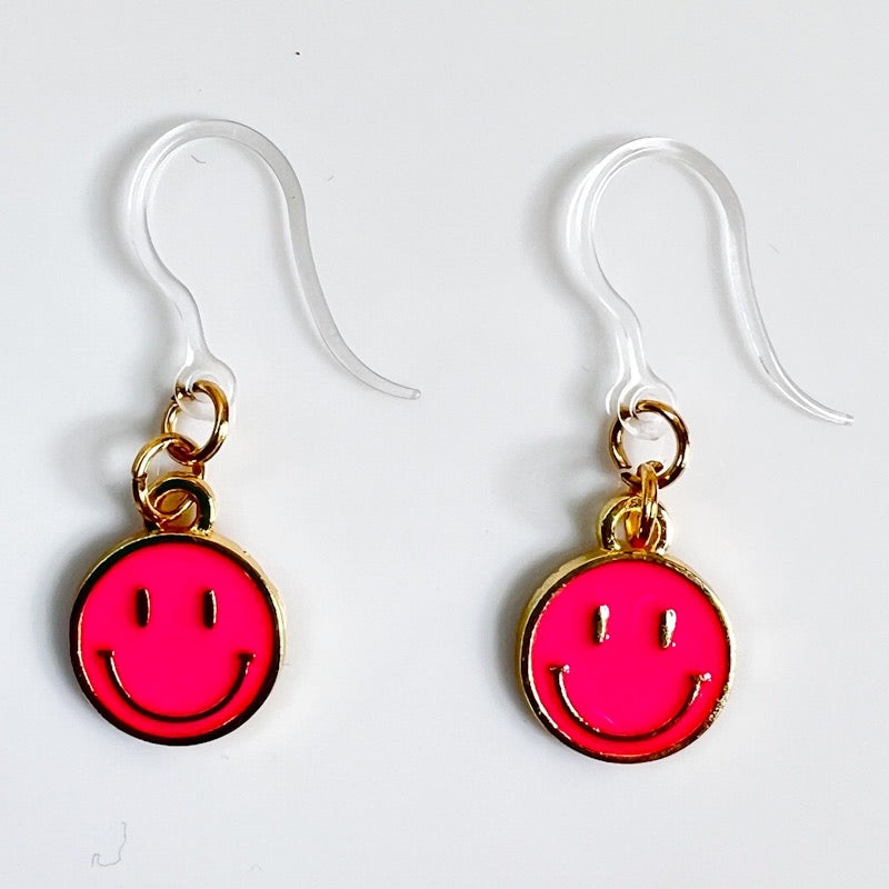 Colorful Emoji Earrings (Dangles) - hot pink