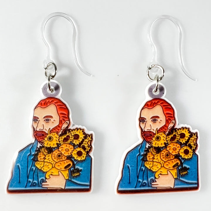 Van Gogh Portrait Earrings (Dangles) - sunflowers