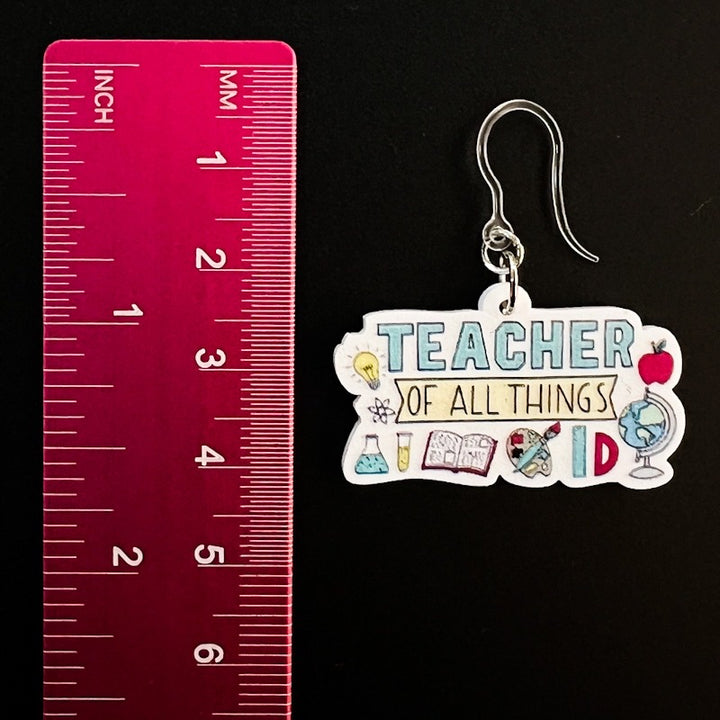 Teacher of All Things Earrings (Dangles) - life - size