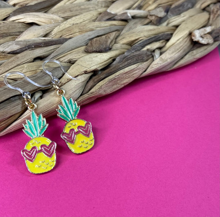 Summer Pineapple Dangles Hypoallergenic Earrings for Sensitive Ears Made with Plastic Posts