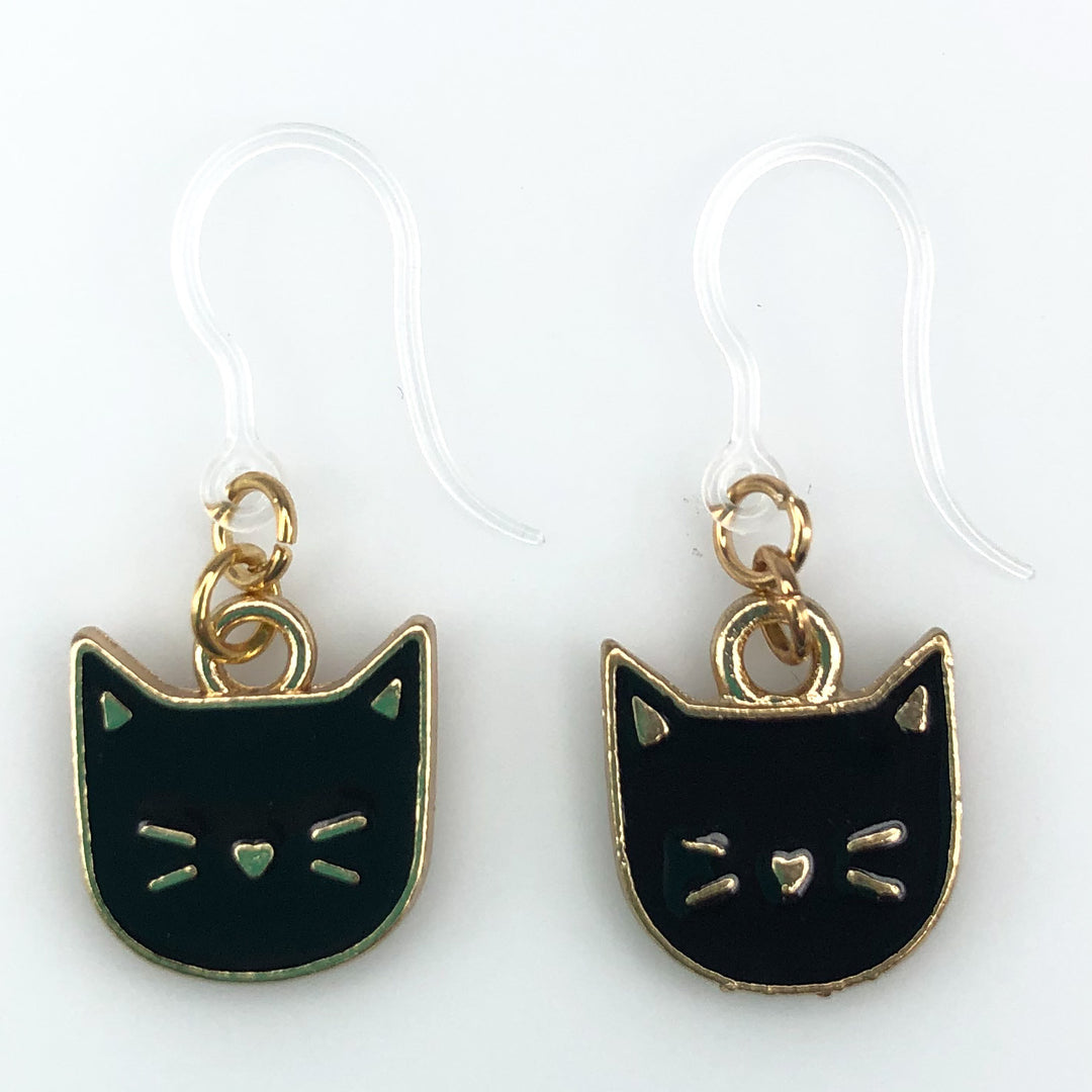 Cat Face Earrings (Dangles) - black