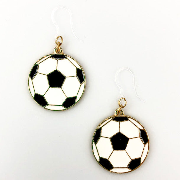 Soccer Ball Earrings (Dangles)