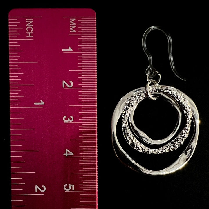 Silver Triple Hoop Earrings (Dangles) - size