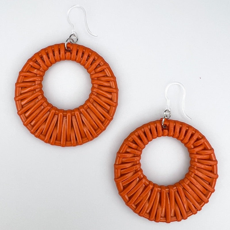 Beachy Hoop Earrings (Dangles) - orange