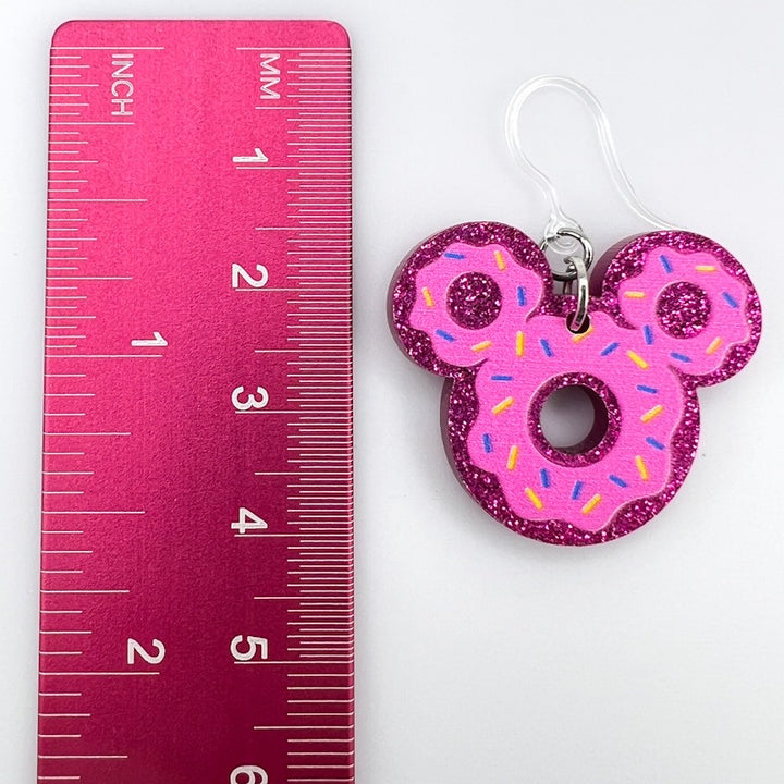 Sprinkle Donut Mouse Earrings (Dangles) - size