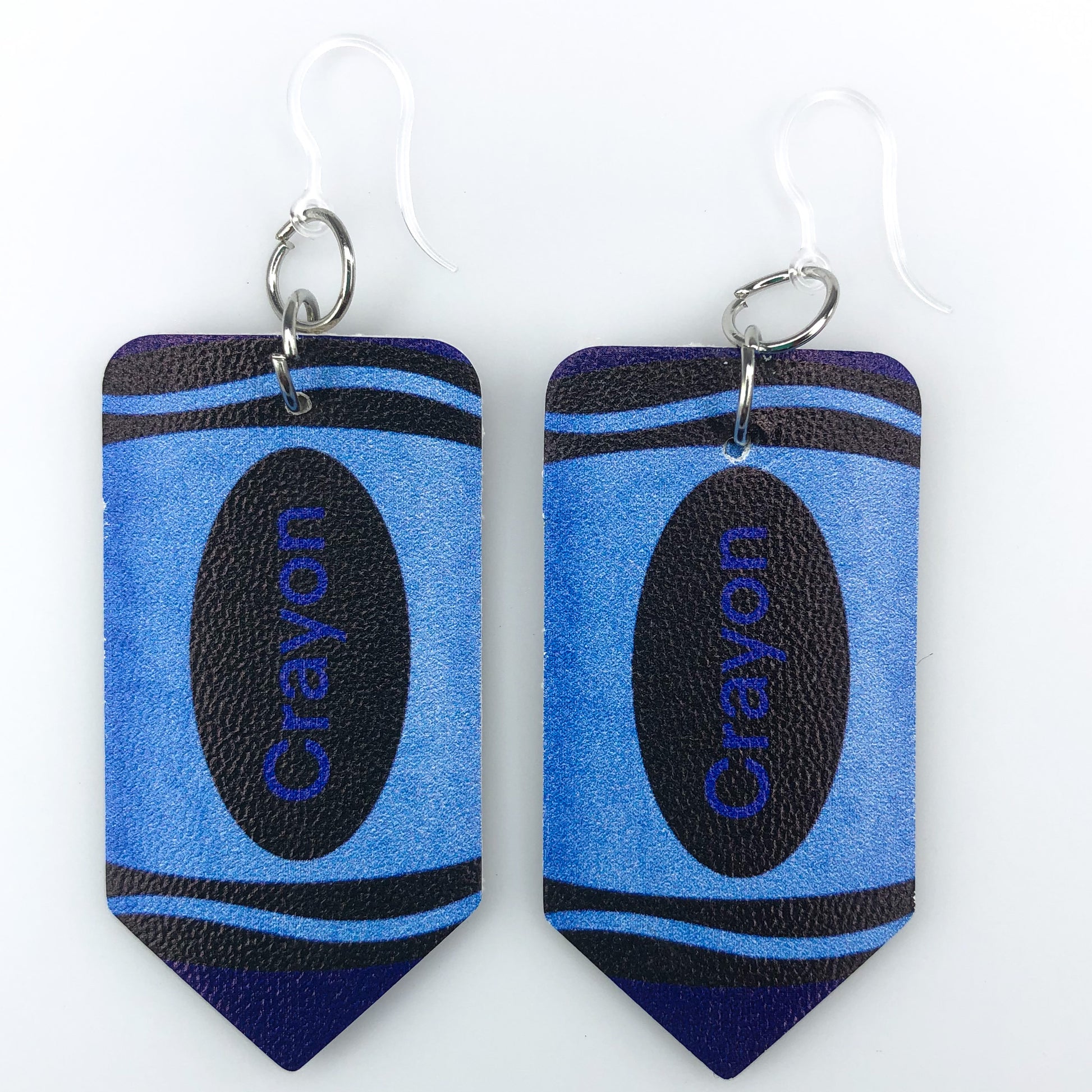 Exaggerated Crayon Earrings (Dangles) - blue