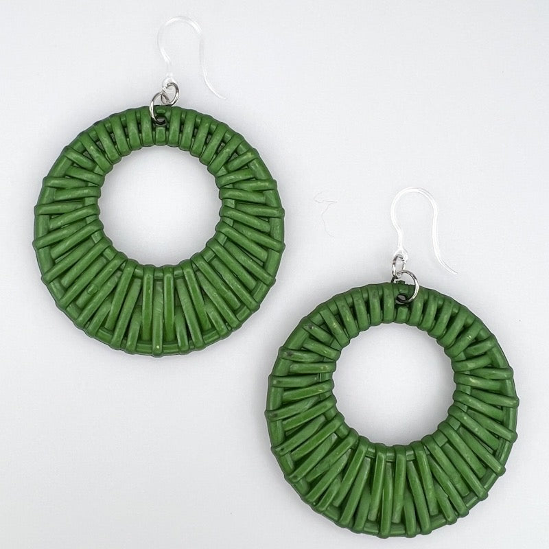 Beachy Hoop Earrings (Dangles) - green