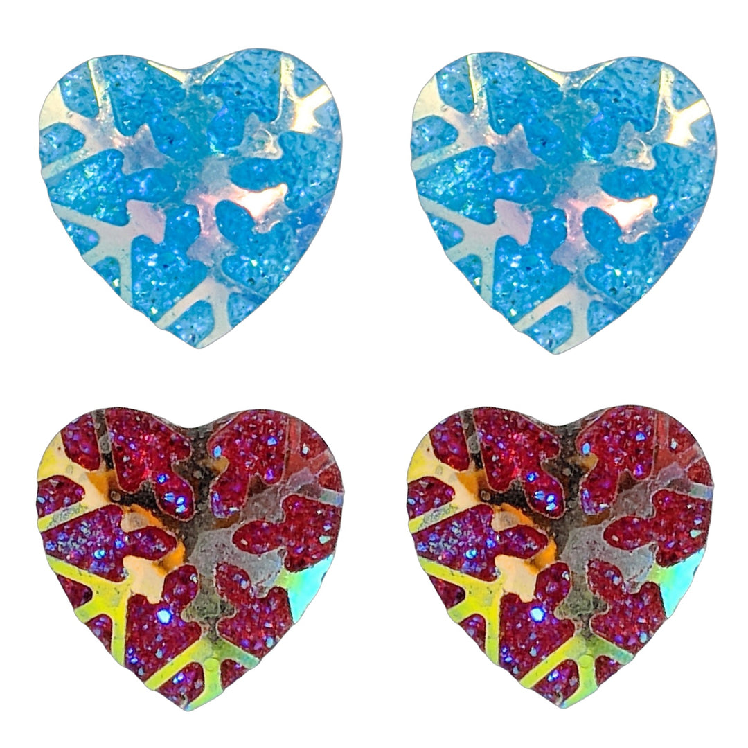 Snowflake Heart Earrings (Studs) - all colors