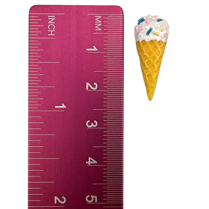 Exaggerated Ice Cream Cone Earrings (Studs) - sprinkles - size