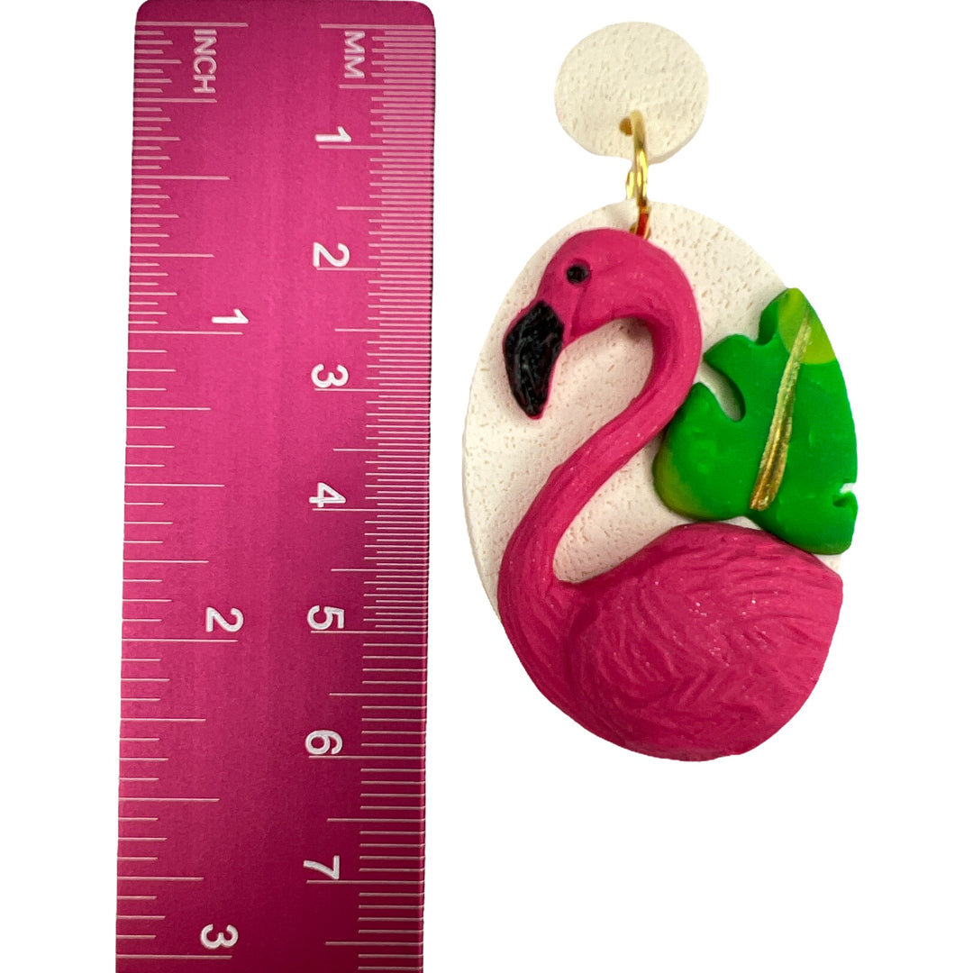 Beachy Flamingo Earrings (Dangles) - size