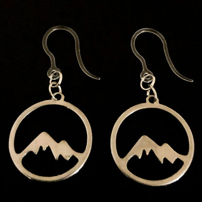 Metallic Mountain Earrings (Dangles) - silver