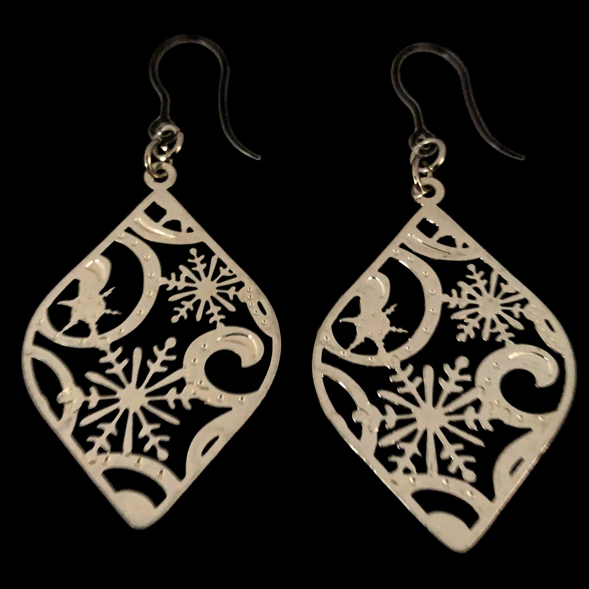 Christmas Ornament Earrings (Dangles)- silver