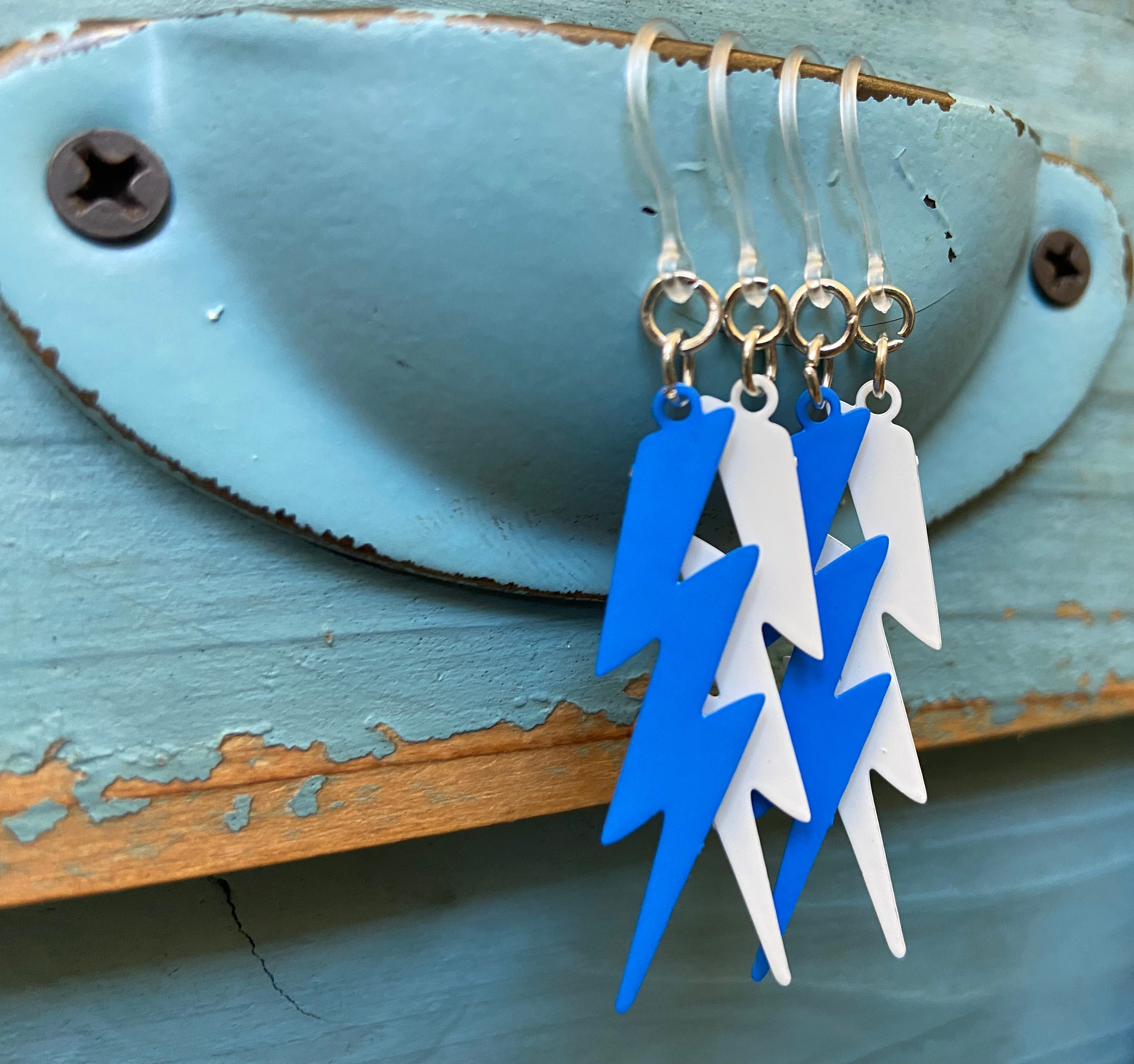 Betsy Dare Yellow Lightning Bolt Acrylic Earrings