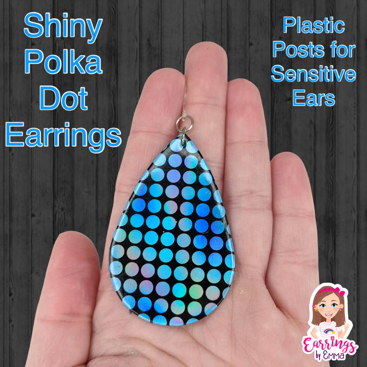 Shiny Polka Dot Earrings (Teardrop Dangles)