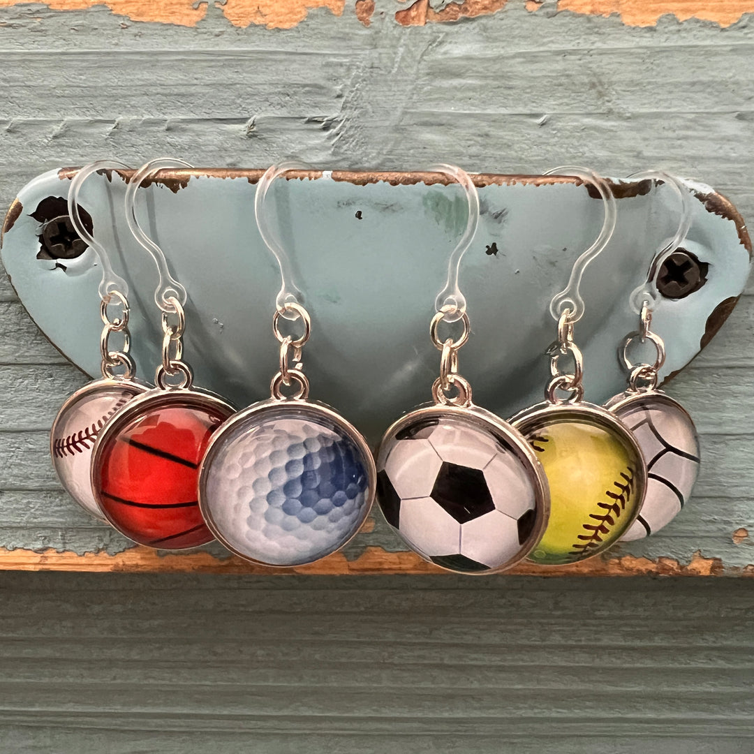 HANXIULIN Football Basketball Volleyball Double Sided Printing Leather  Earrings Women's Sports Earrings 