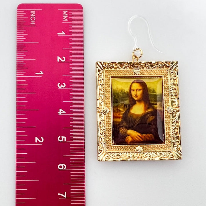 Da Vinci Mona Lisa Framed Art Earrings (Dangles) - size