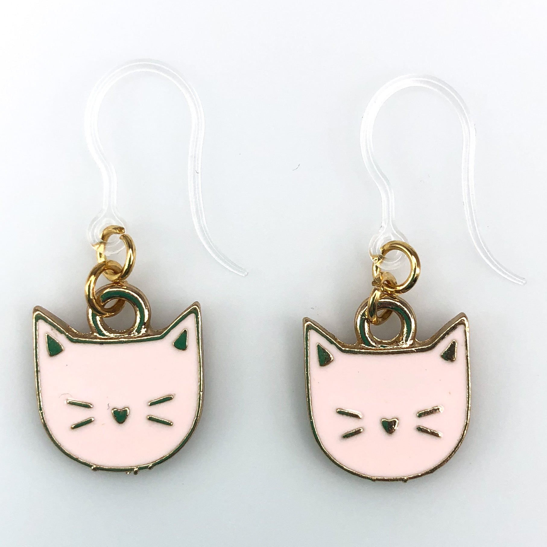 Cat Face Earrings (Dangles) - pink
