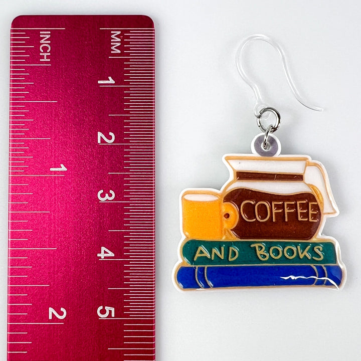 Coffee and Book Earrings (Dangles) - size
