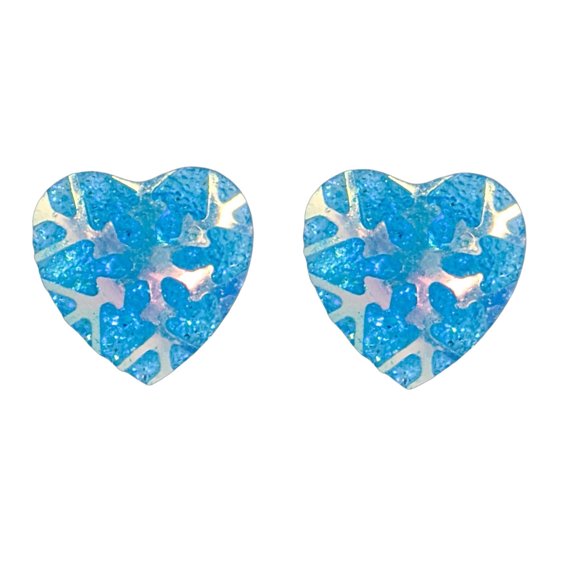 Snowflake Heart Earrings (Studs) - blue