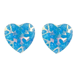 Snowflake Heart Earrings (Studs) - blue