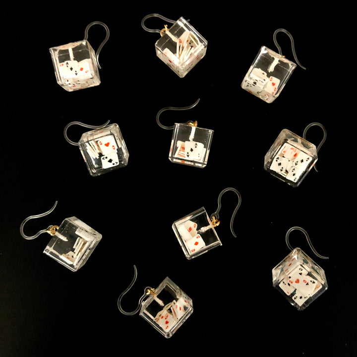 Cube Playing Card Earrings (Dangles)
