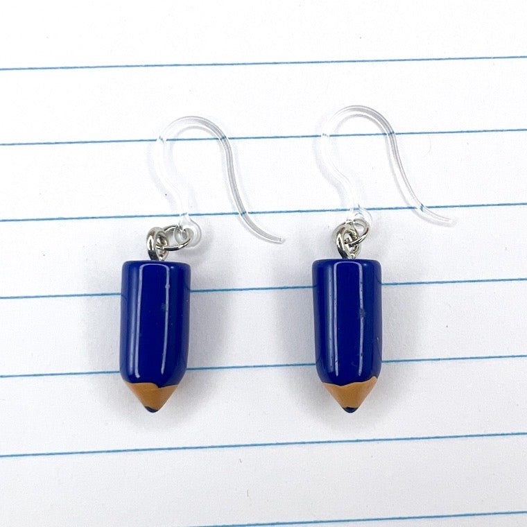 Colored Pencil Earrings (Dangles) - blue