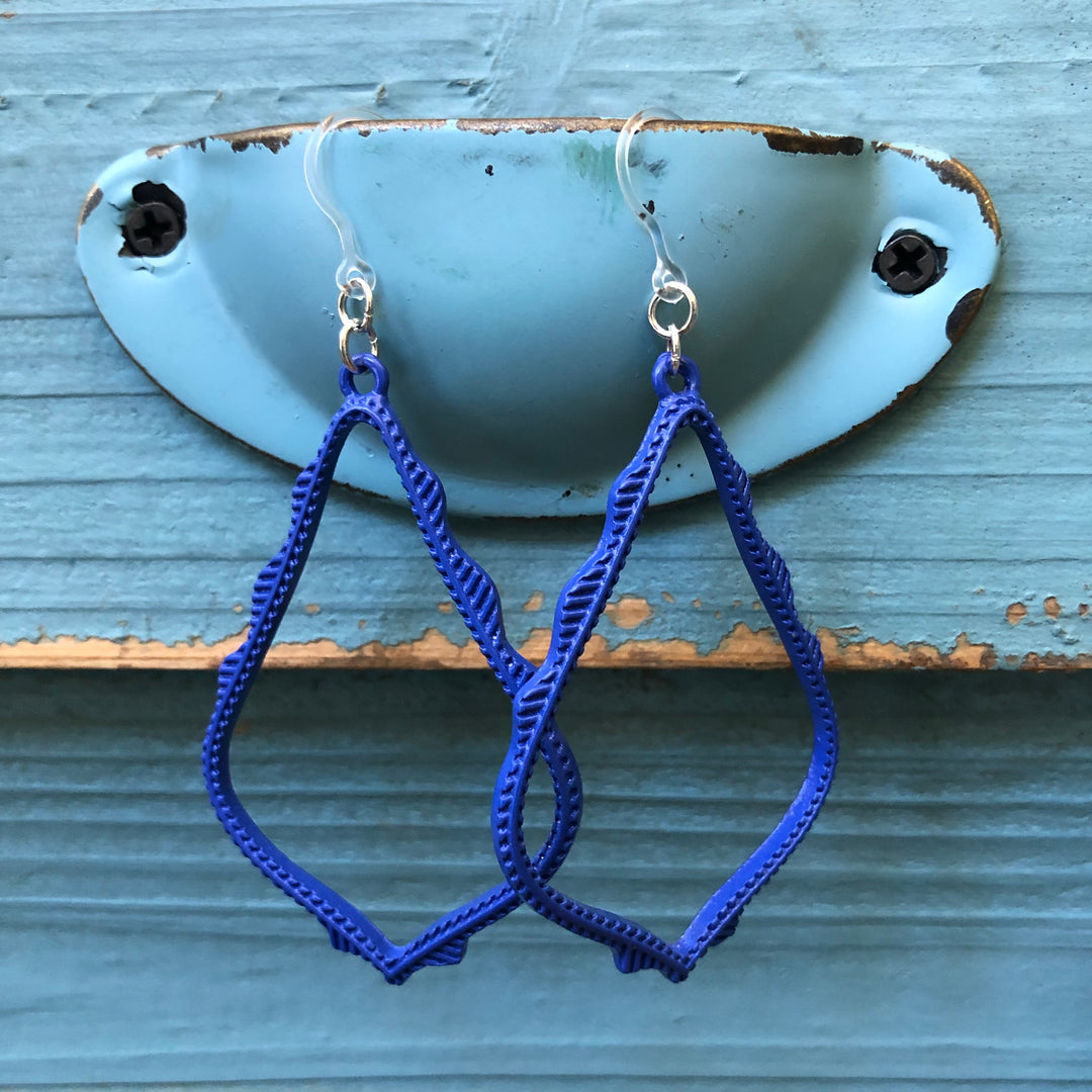 Large Chandelier Earrings (Dangles) - royal blue