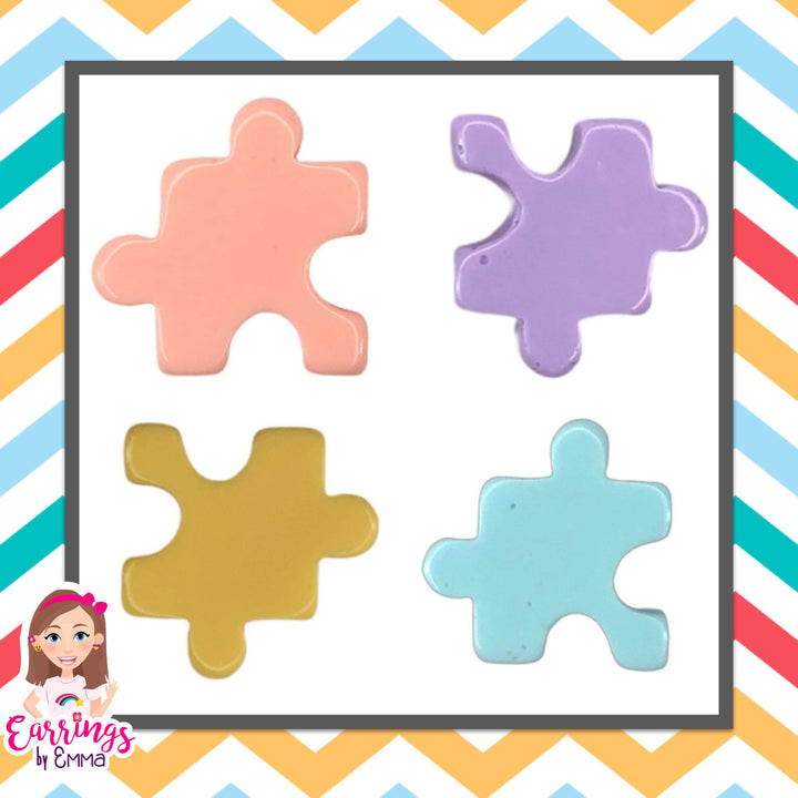 Pastel Puzzle Piece Studs Hypoallergenic Earrings for Sensitive Ears Made with Plastic Posts
