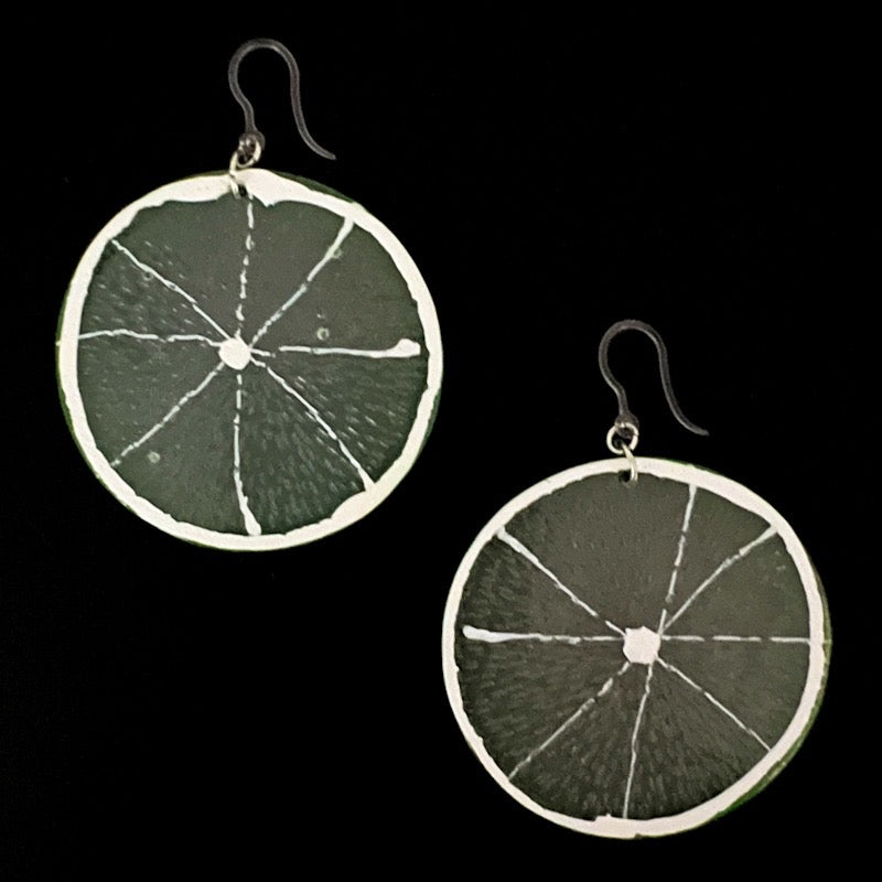 Exaggerated Lime Slice Earrings (Dangles)
