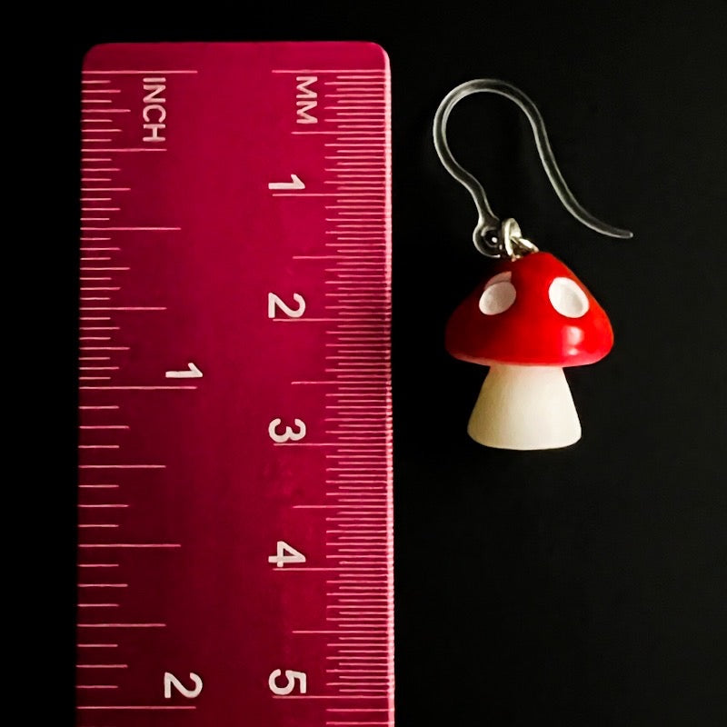 Fairy Tale Mushroom Earrings (Dangles) - size