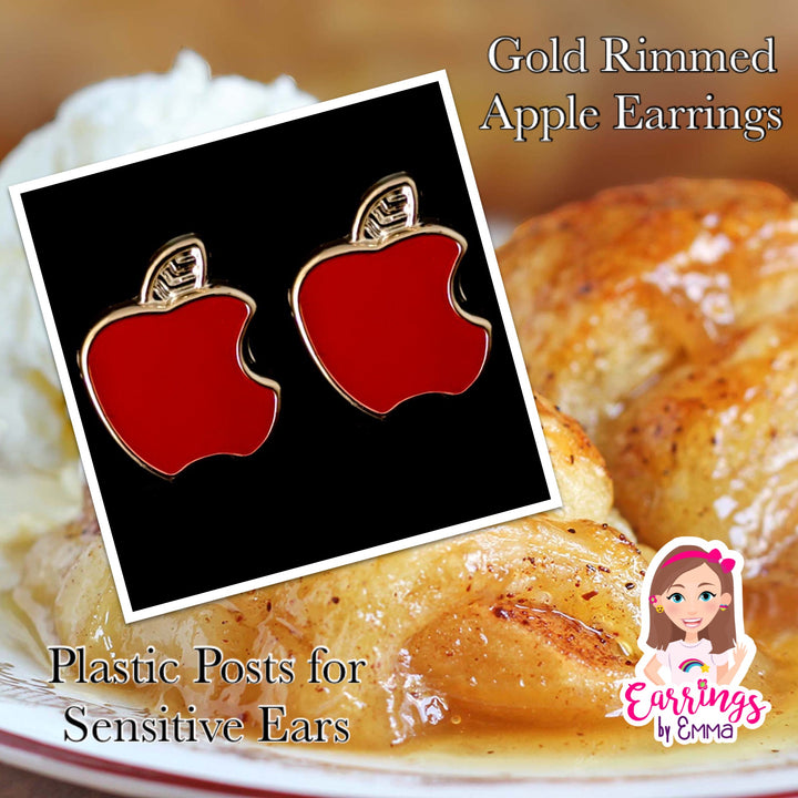 Gold Rimmed Apple Earrings (Studs)