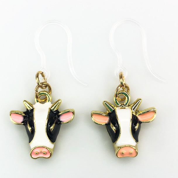 Spotted Cow Head Earrings (Dangles)